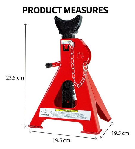 Torre Auto 2 Piezas 3 Toneladas Doble Seguro Altura 31-42cm ROJO NEGRO 