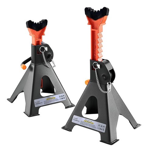 Torre Auto 2 Piezas 3 Toneladas Doble Seguro Altura 28-42 Cm NEGRO NARANJA
