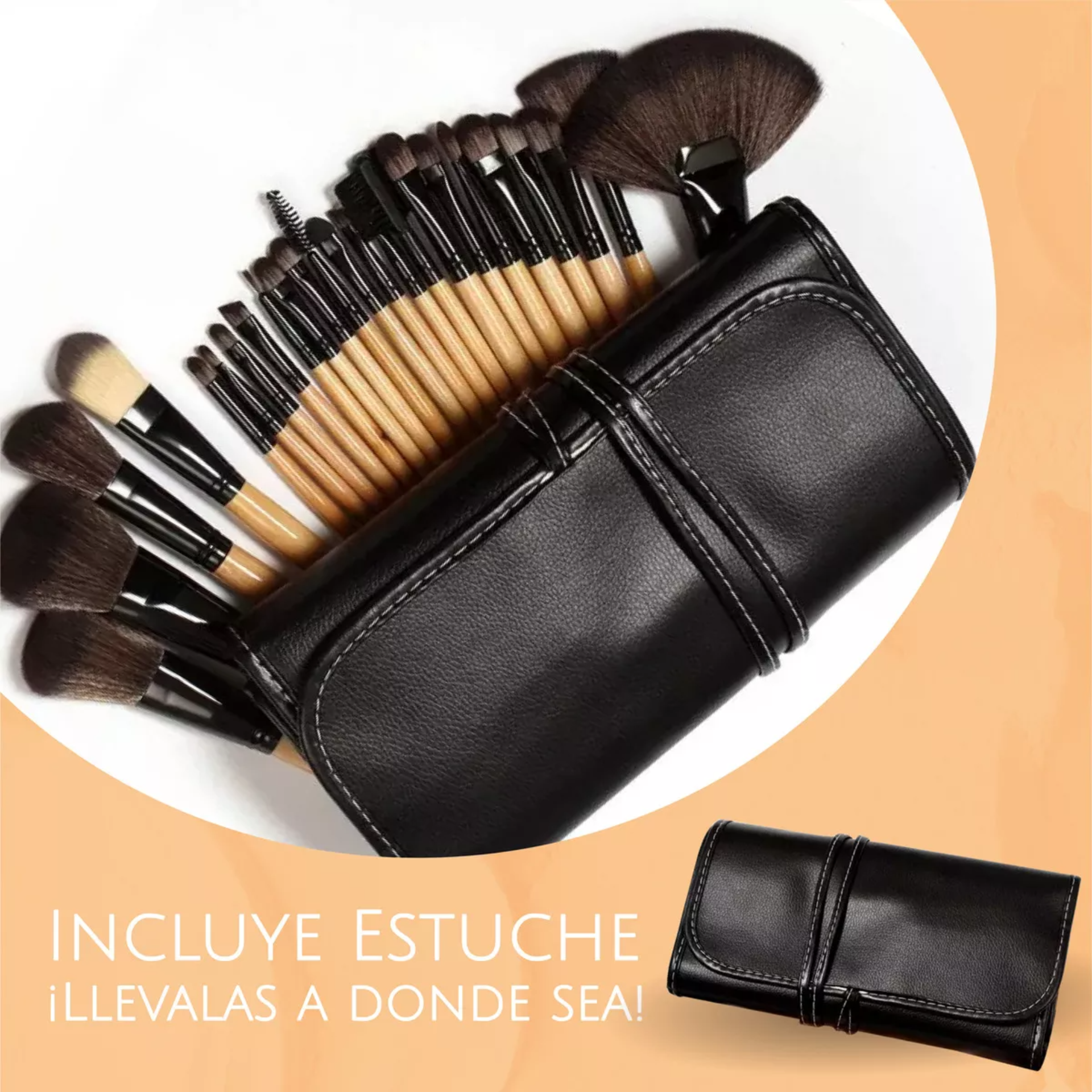 Mist Jewel Brochas De Maquillaje Kit 24 Pcs Para Maquillaje Profesional Marrón Con Estuche Negro Para Ojos, Rostro Y Cuello Makeup