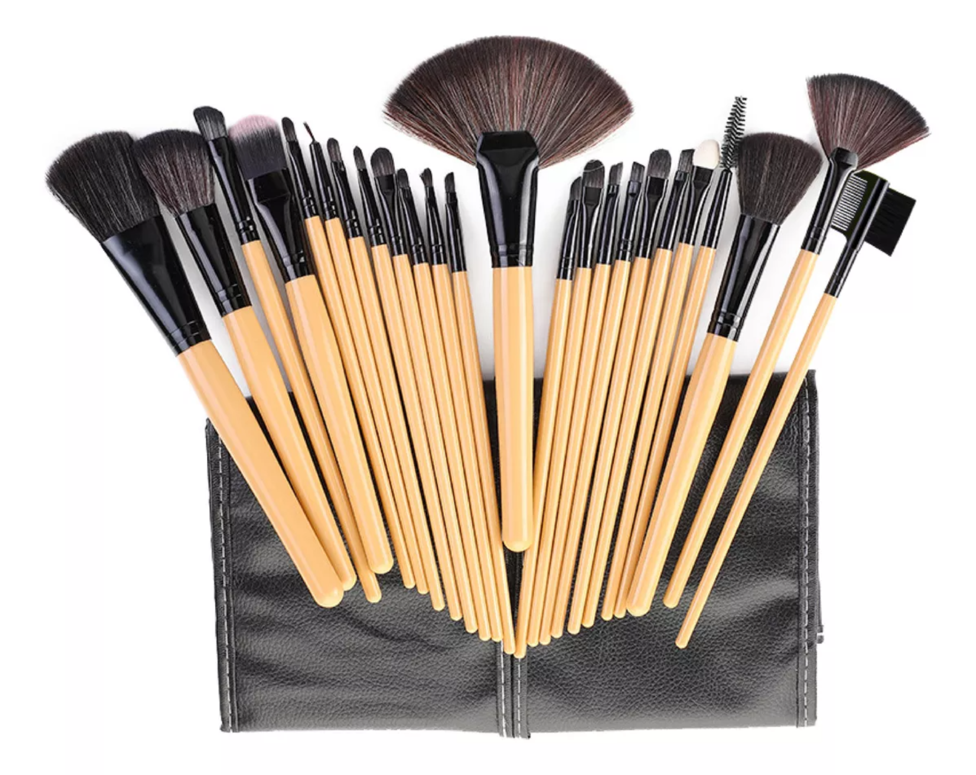 Mist Jewel Brochas De Maquillaje Kit 24 Pcs Para Maquillaje Profesional Marrón Con Estuche Negro Para Ojos, Rostro Y Cuello Makeup