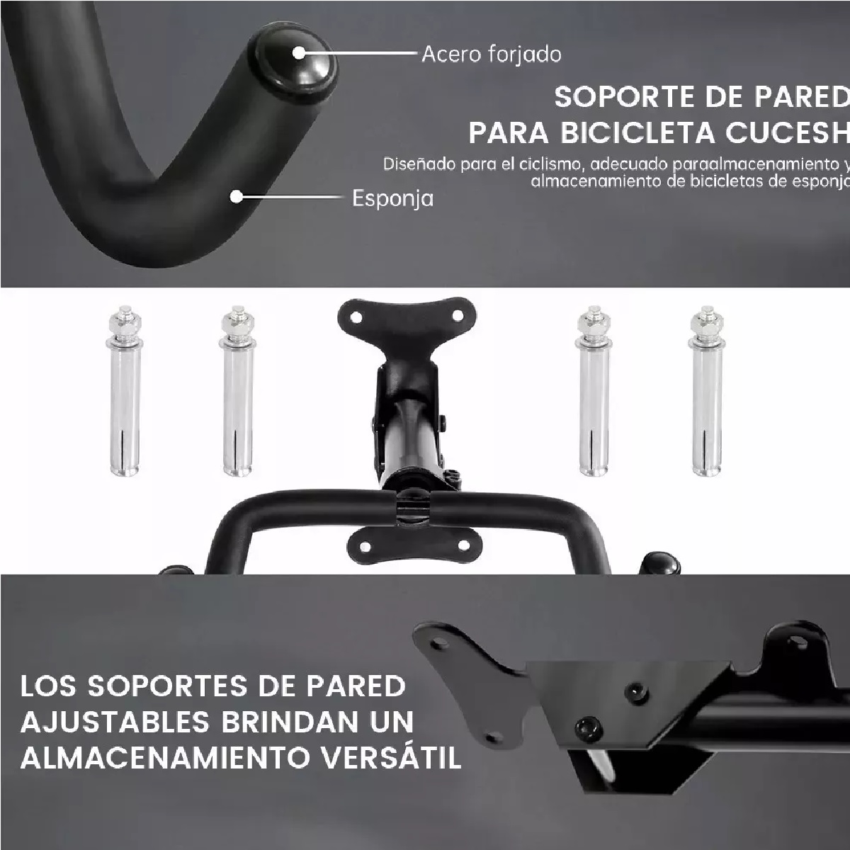 Set 2pz Doble Gancho Bicicleta Soporte Porta Bicicleta Pared