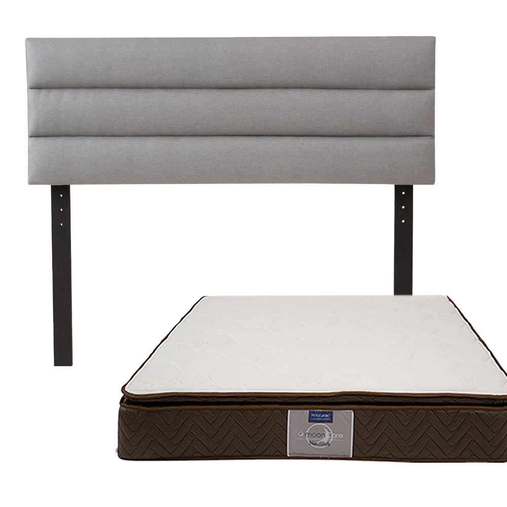 Colchón Queen Size Restonic Nautilus con Cabecera Dicasa Logan Gris Claro