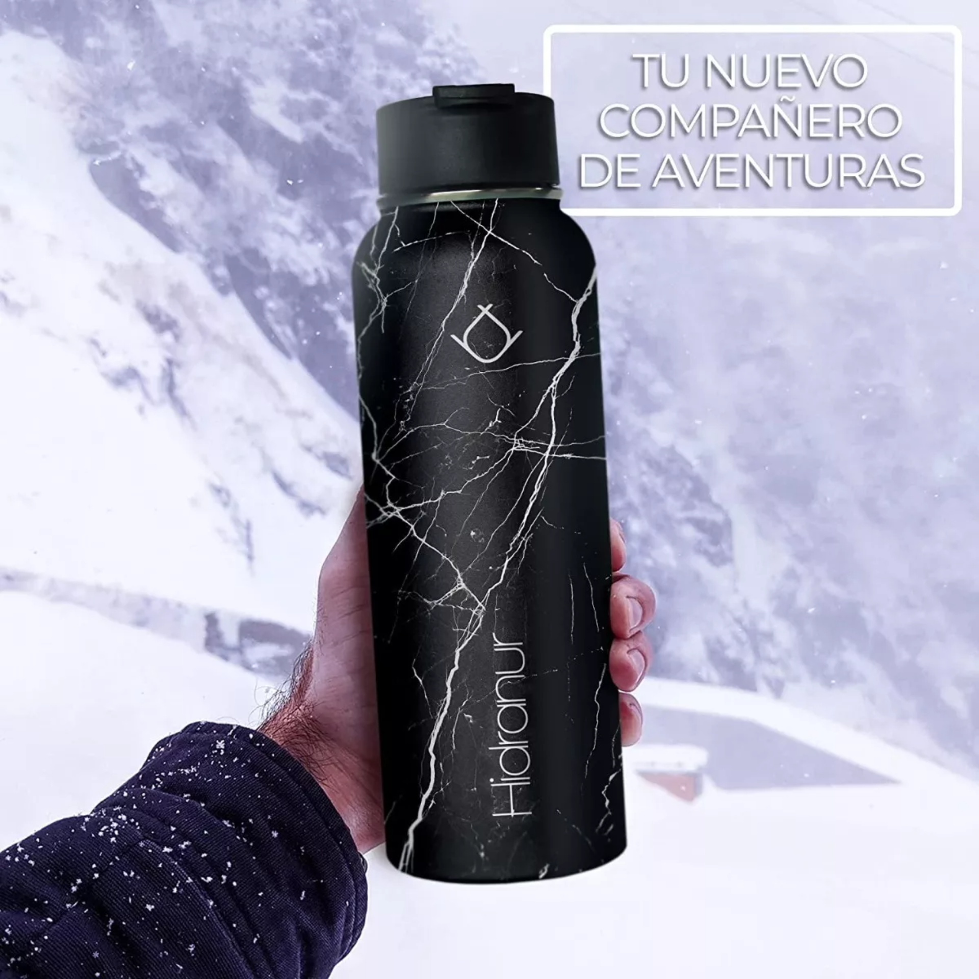 Termo De Acero Inoxidable Botella Frio Caliente Café Té 32oz Color Negro mármol