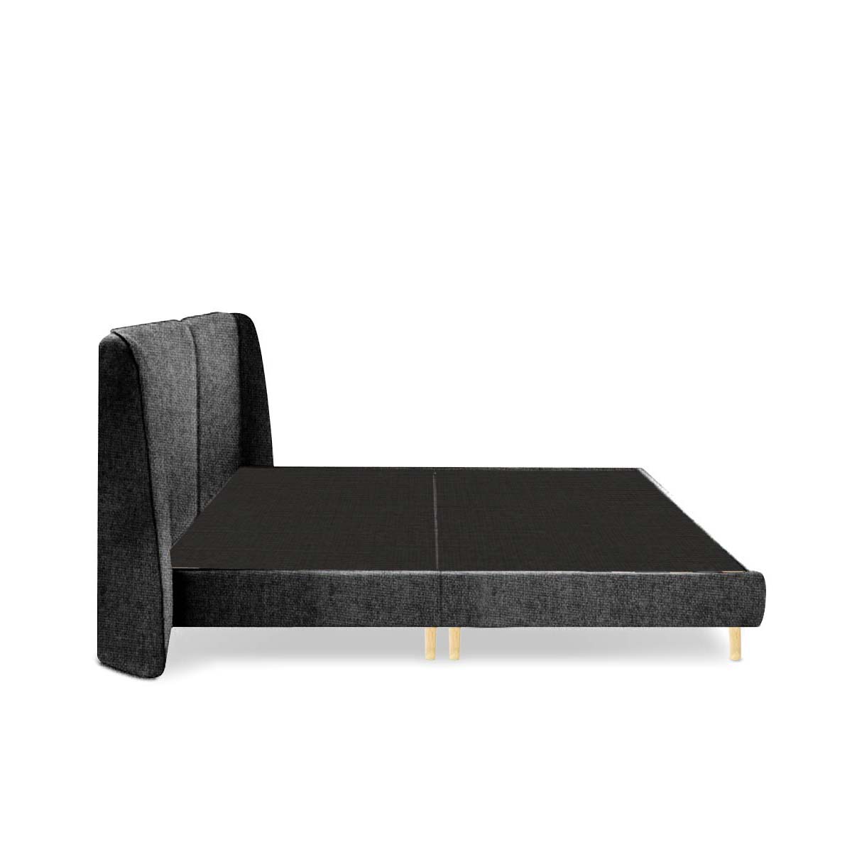 Cama Matrimonial  Color Gris Oscuro. Cabecera con Base Rellena de Hule Espuma. Estructura de Madera Maciza