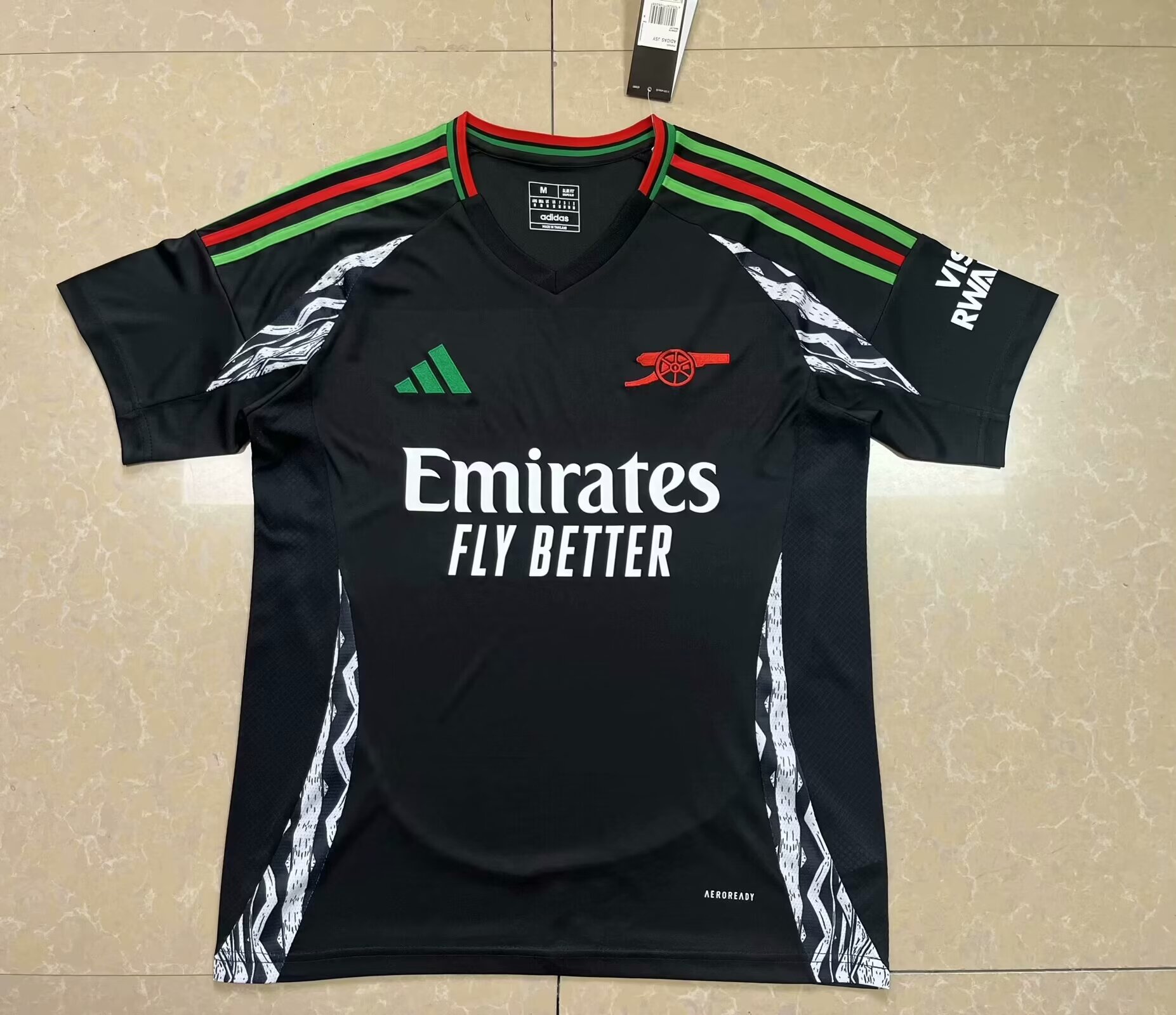Nuevo! Jersey Arsenal Gunners Inglaterra 2024/2025 Visita Negra Parche Premier Talla XL