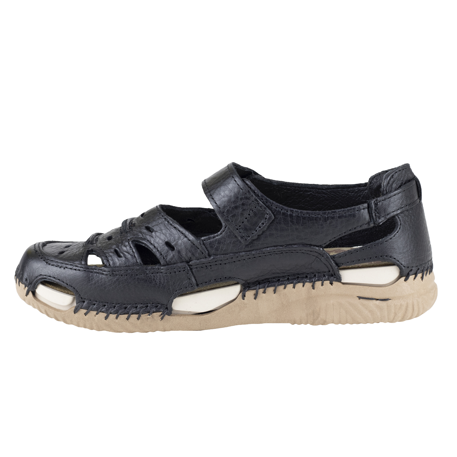 Huarache Negro Lobo Solo Mujer 1766 Abierto Confort De Piel