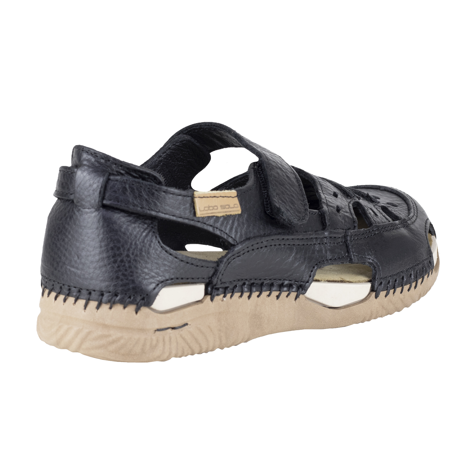 Huarache Negro Lobo Solo Mujer 1766 Abierto Confort De Piel