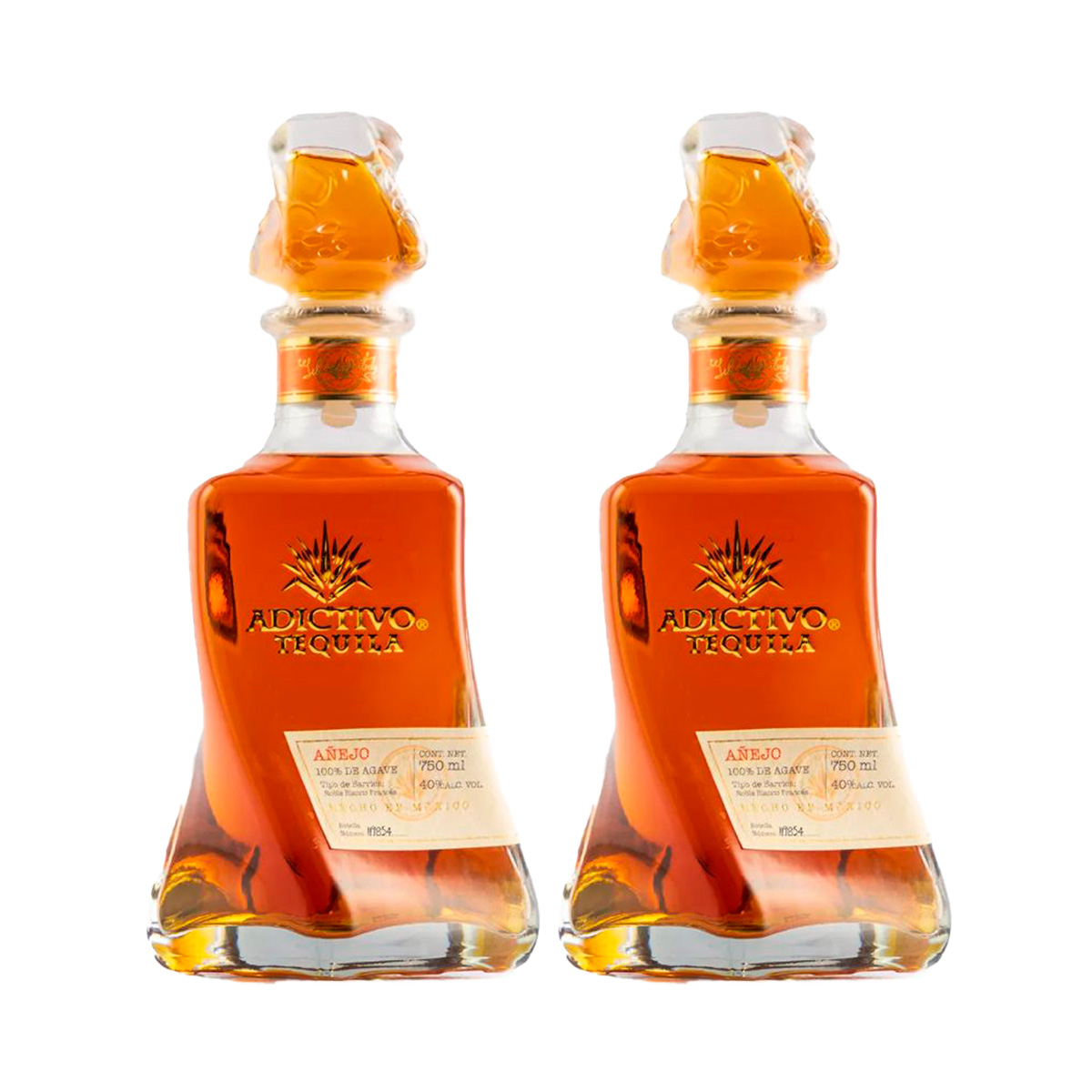 Duo Pack Tequila Adictivo Añejo 100% Agave 750 Ml