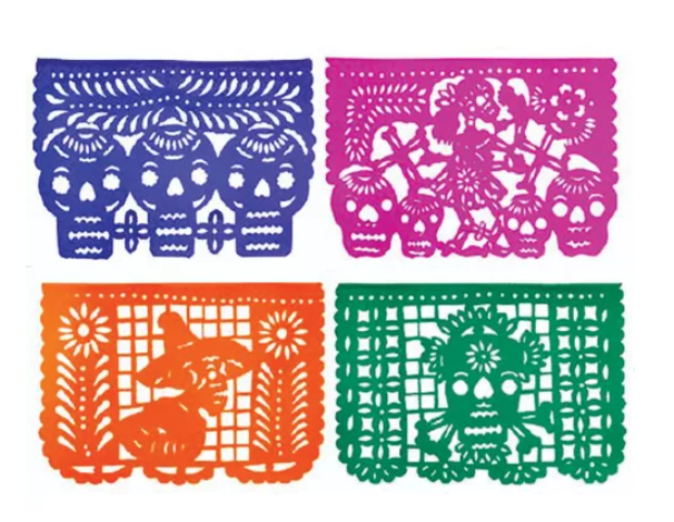 Papel Picado Dia Muertos Mexicano 100 Pz Surtidas De Colores