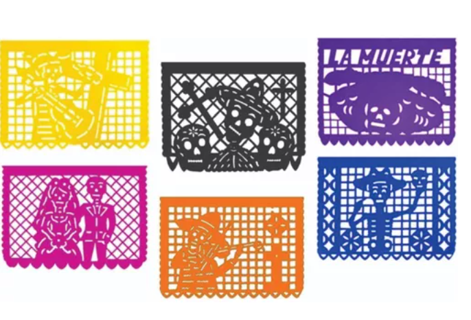 Papel Picado Dia Muertos Mexicano 100 Pz Surtidas De Colores