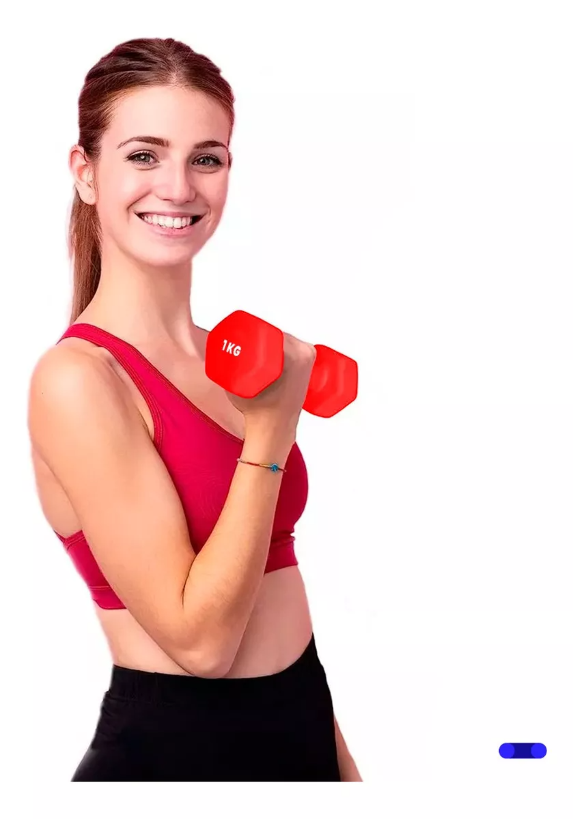 Par Mancuernas Ejercicio 1 Kg Cubierta Neopreno Entrenamient Color Rojo