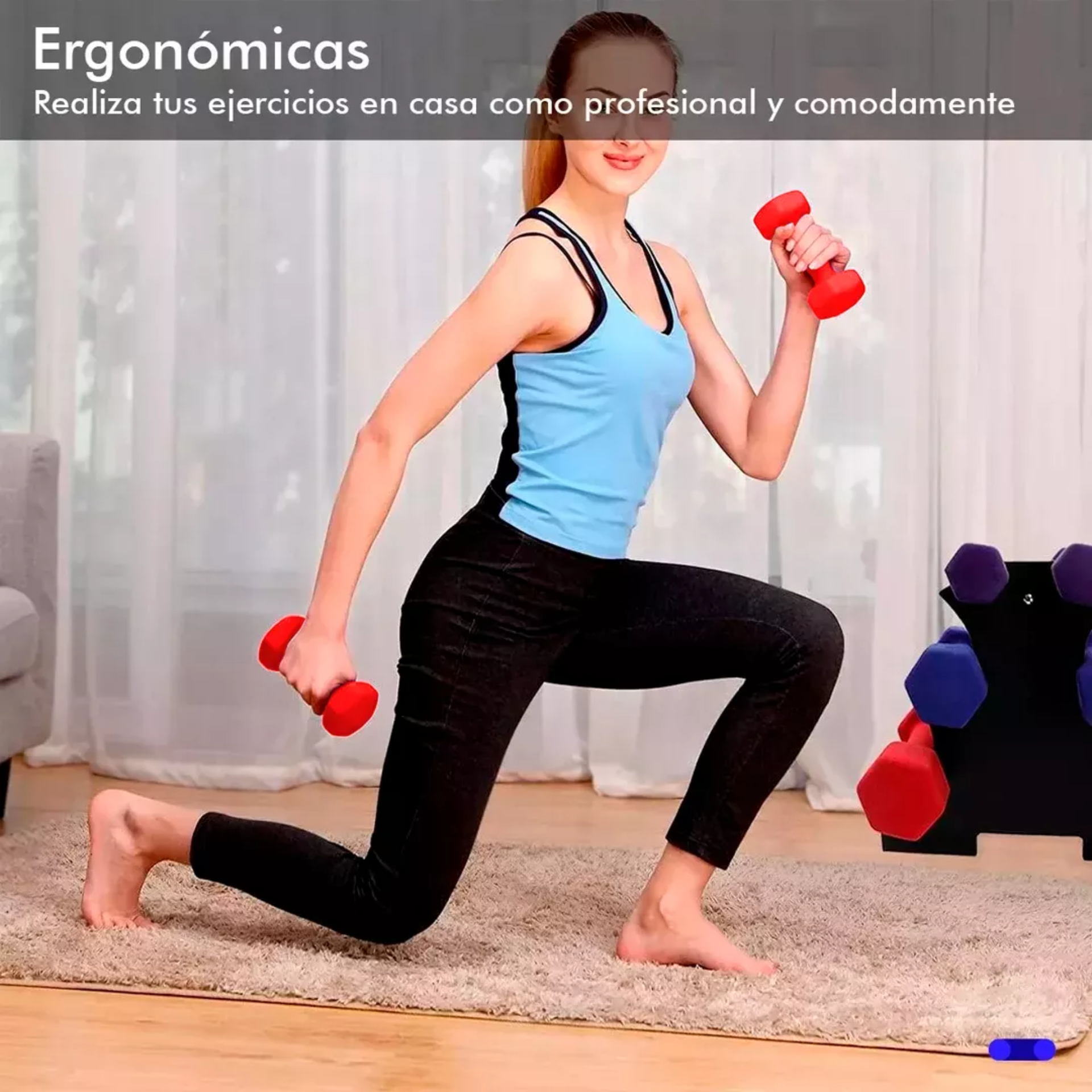 Par Mancuernas Ejercicio 1 Kg Cubierta Neopreno Entrenamient Color Rojo