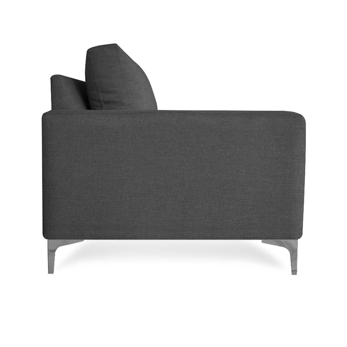 Sofá de 3 plazas con Tapizado Color Gris Oscuro. Estructura de Madera Sólida y Patas de Acero 