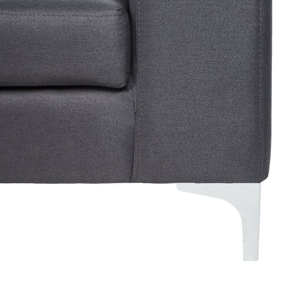 Sofá de 3 plazas con Tapizado Color Gris Oscuro. Estructura de Madera Sólida y Patas de Acero 