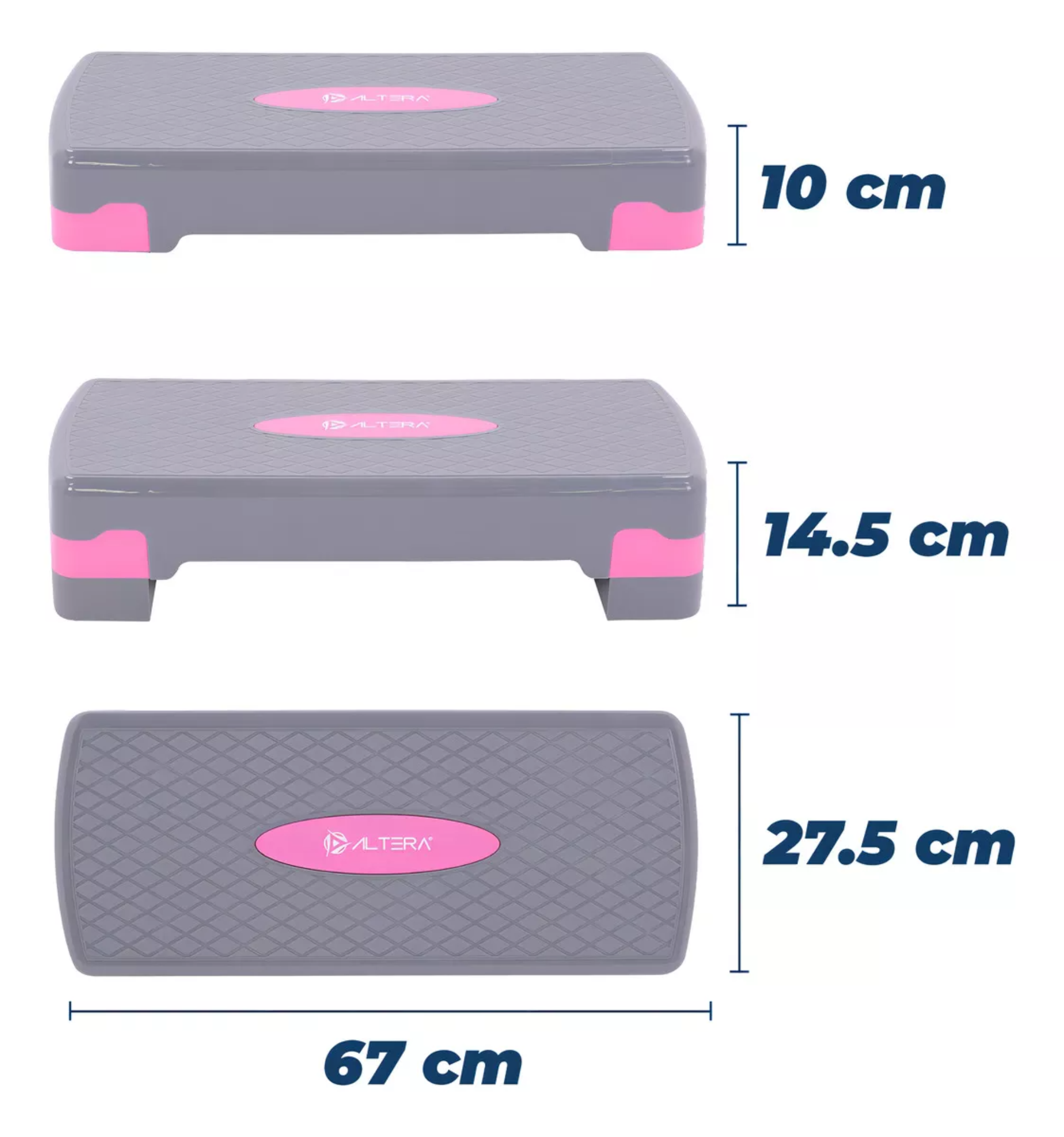 Banco Escalon De Ejercicio Step Rutinas Aerobics Ajustable Color Gris/Rosa