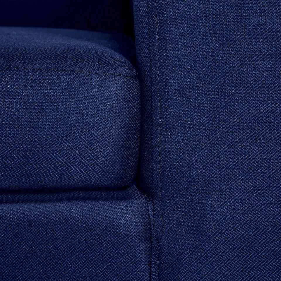 Sofá de 3 plazas con Tapizado Color Azul Noche. Estructura de Madera Sólida y Patas de Acero 