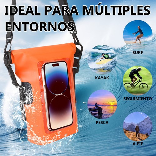 2l Bolsa Seca Impermeable Para Celular Protector Teléfono Naranja