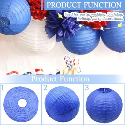 10pzs Lamparas Chinas De Papel Y 10 Focos Led, Chinos Fiesta AZUL
