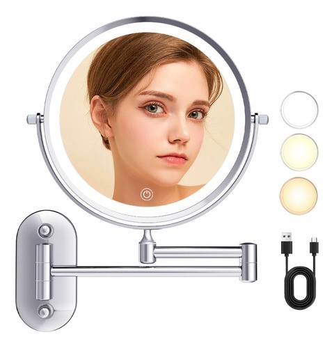 Espejo De Maquillaje De Pared Con Luz, Amplificación 10x