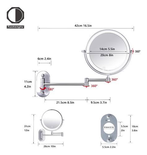 Espejo De Maquillaje De Pared Con Luz, Amplificación 10x