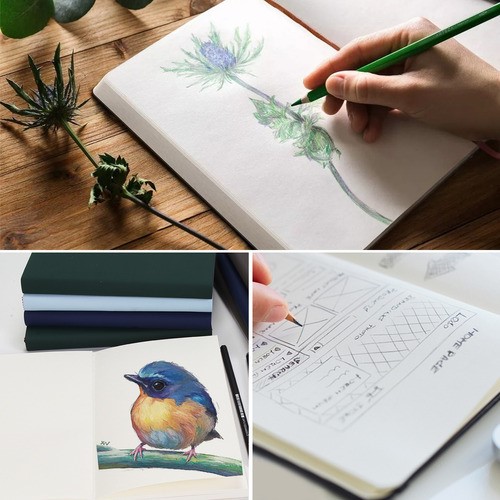 4pcs Cuaderno A5 Libreta Boceto Dibujo Art Book AZUL CLARO