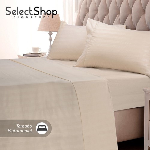 Juego De Sabanas Matrimonial Egipcian Premium 2,800 Hilos CREMA