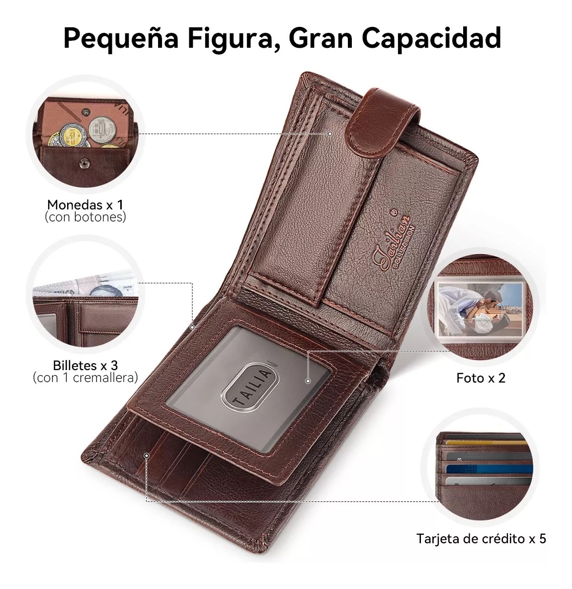 Cartera Caballero Piel Wallet Carteras Para Hombre Billetera
