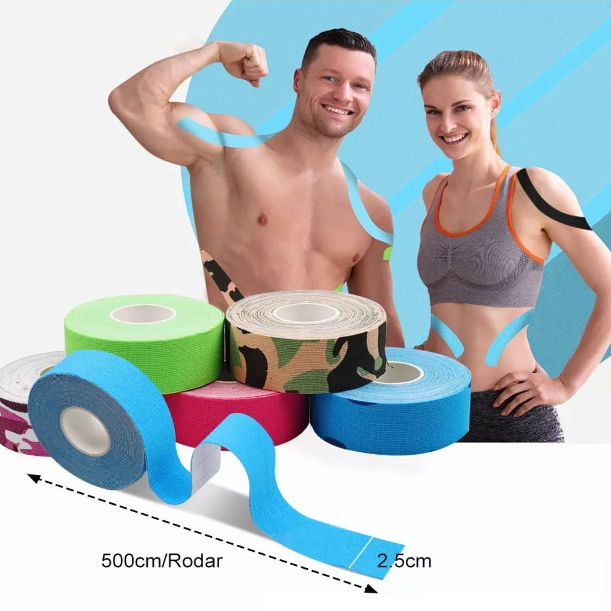 Cinta Kinesiologica Vendaje Neuromuscular Tape 5mx2.5cm 6pcs