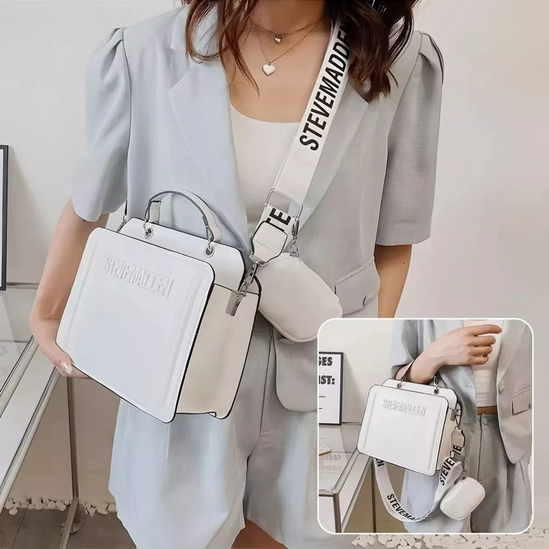 Color Sólido Letras Mano Bolso De Para Mujer Bandolera Moda