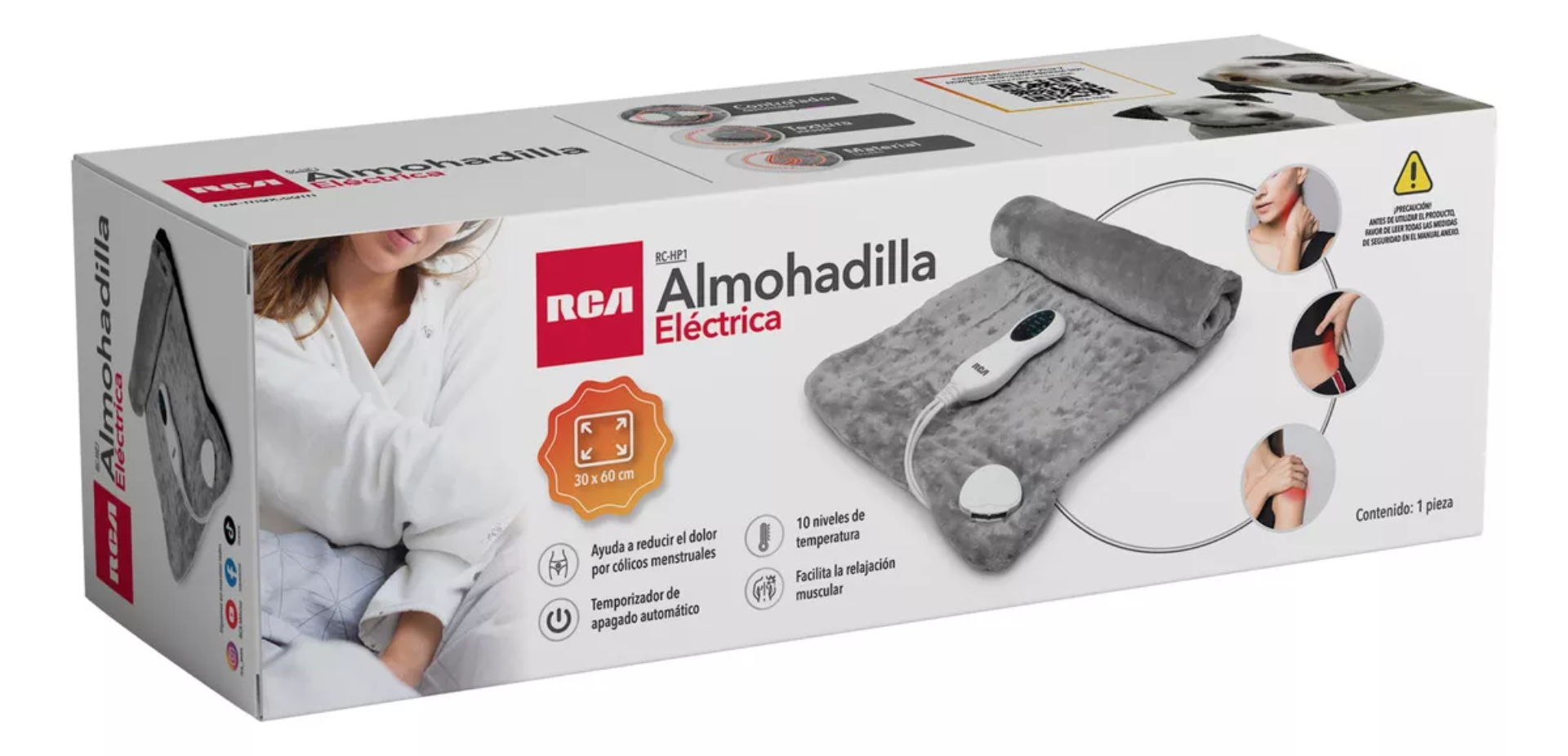 Rca Almohadilla Eléctrica Con Ajuste De Tiempo Y Temperatura Color Gris