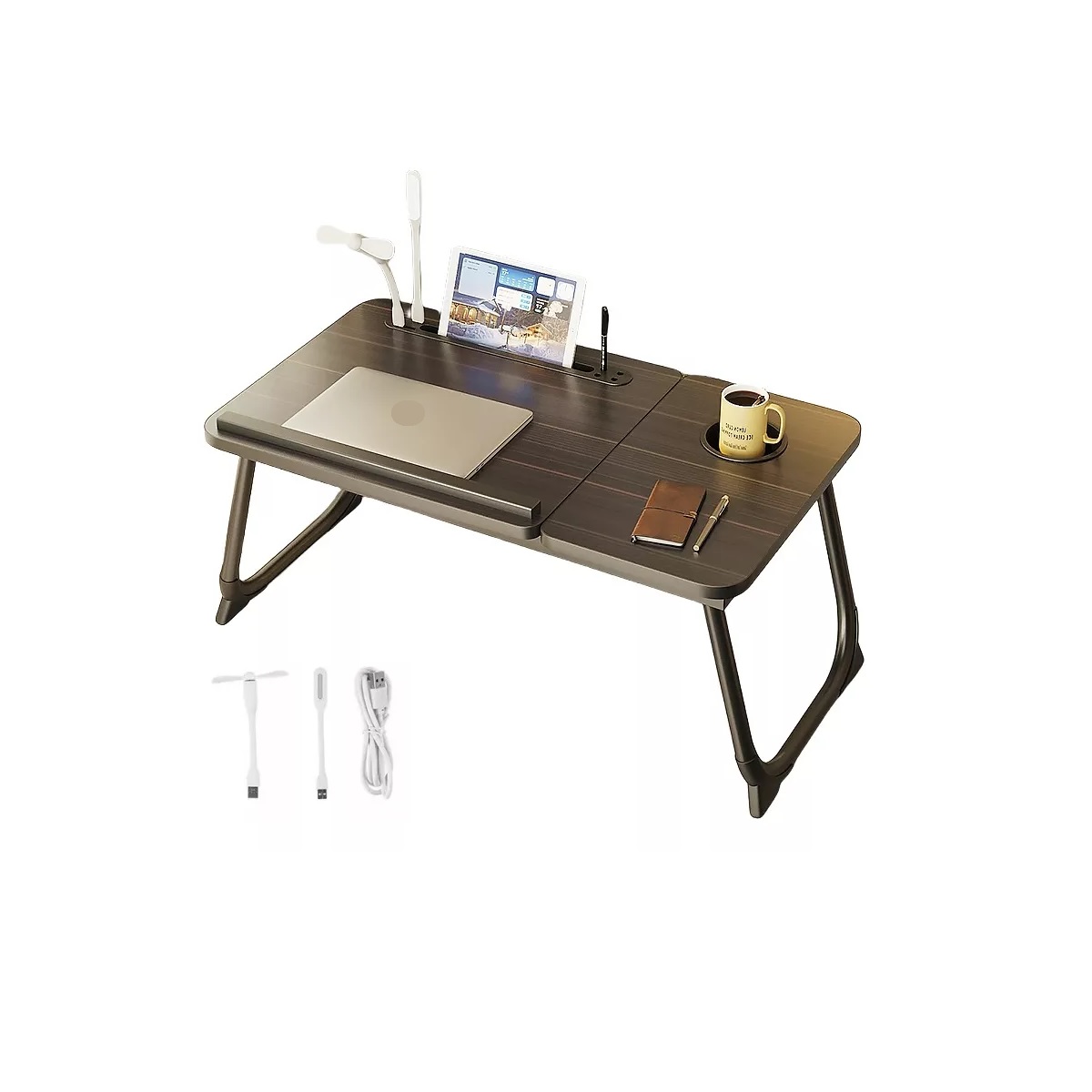 Mesa De Ordenador Cama Plegable Y Elevable Negro