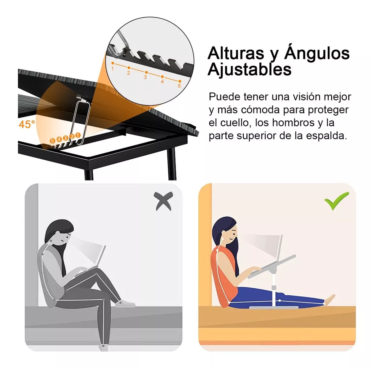Mesa De Ordenador Cama Plegable Y Elevable Negro