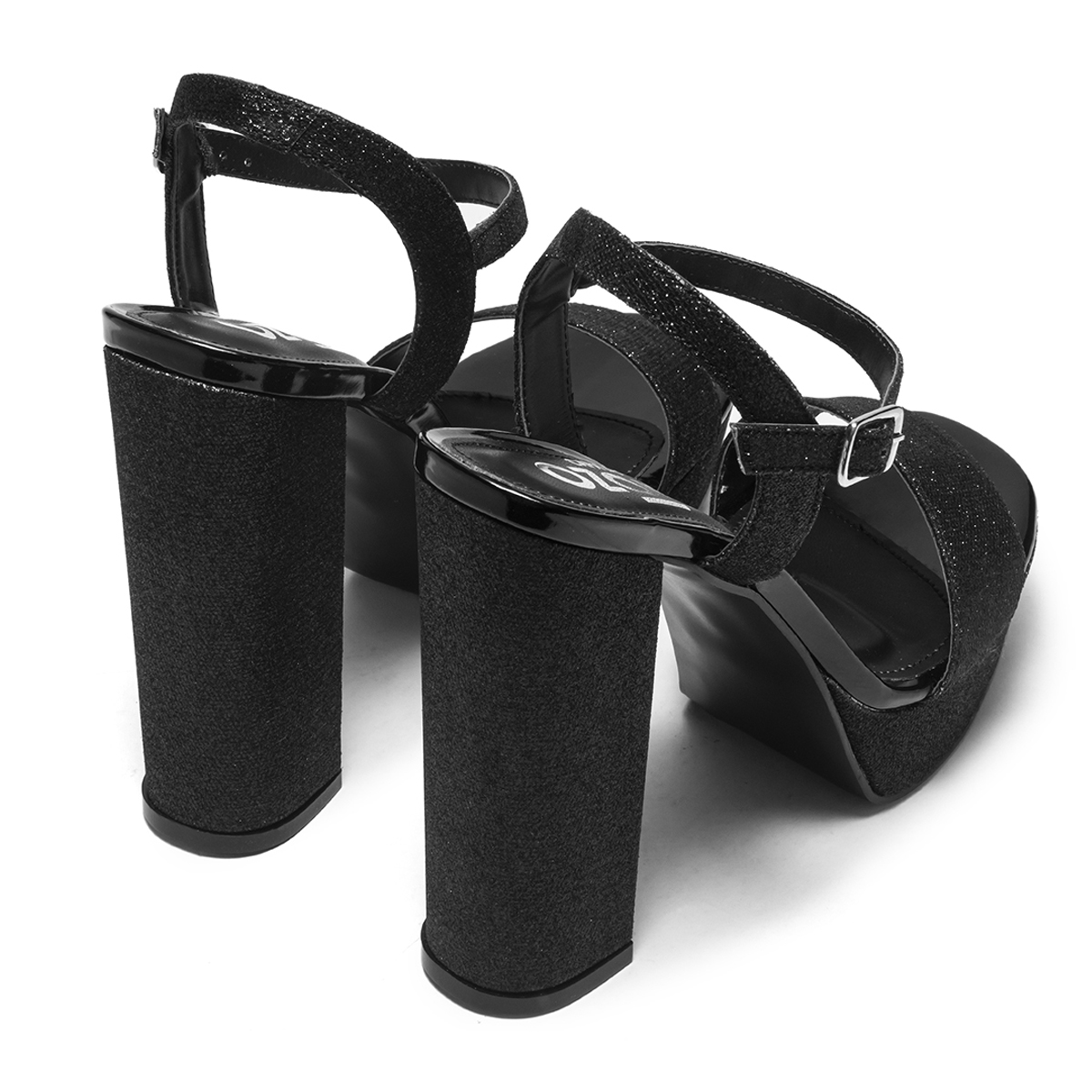 Sandalia De Mujer Con Tacón +7cm Negro Capa De Ozono 630401