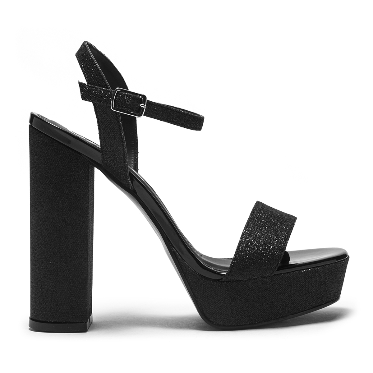 Sandalia De Mujer Con Tacón +7cm Negro Capa De Ozono 630401