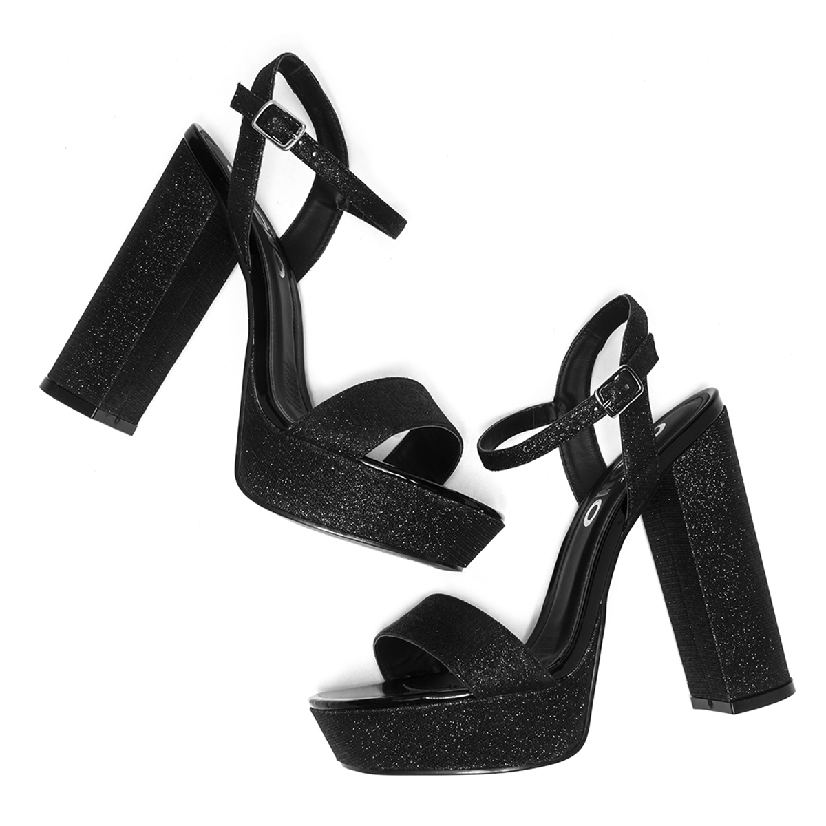 Sandalia De Mujer Con Tacón +7cm Negro Capa De Ozono 630401