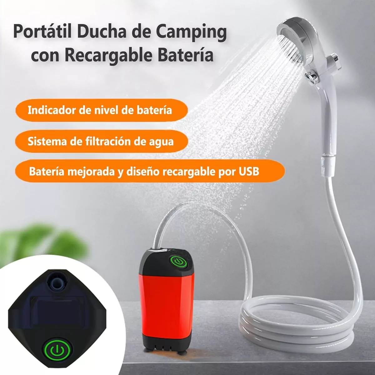 Ducha Portátil Para Camping Electric Regadera Ducha Exterior Rojo