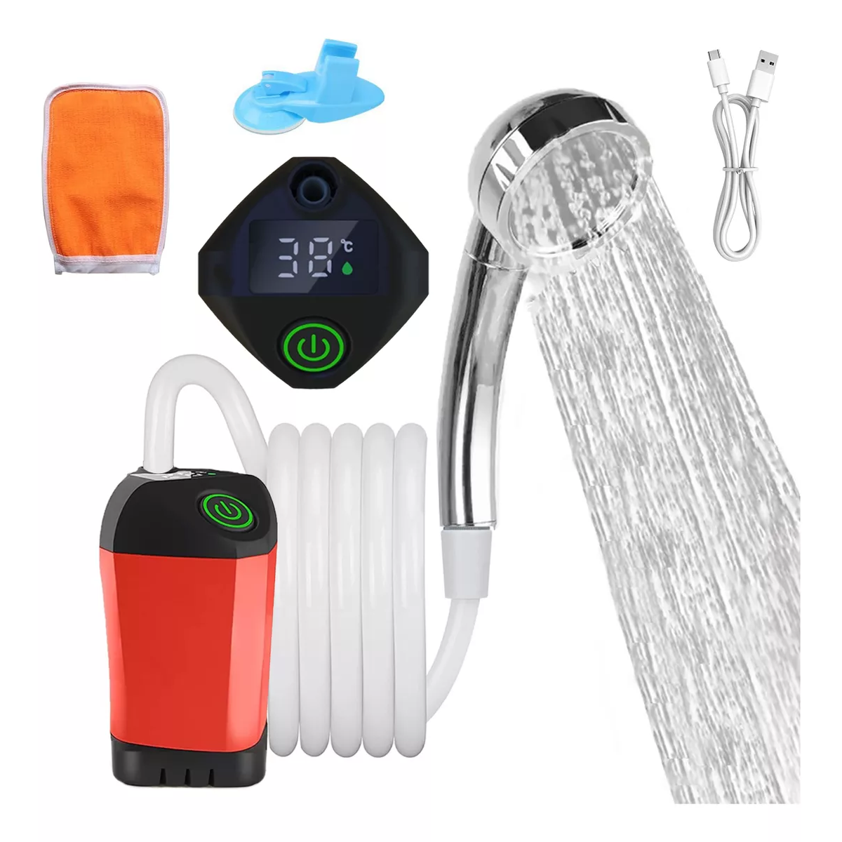 Ducha Portátil Para Camping Electric Regadera Ducha Exterior Rojo