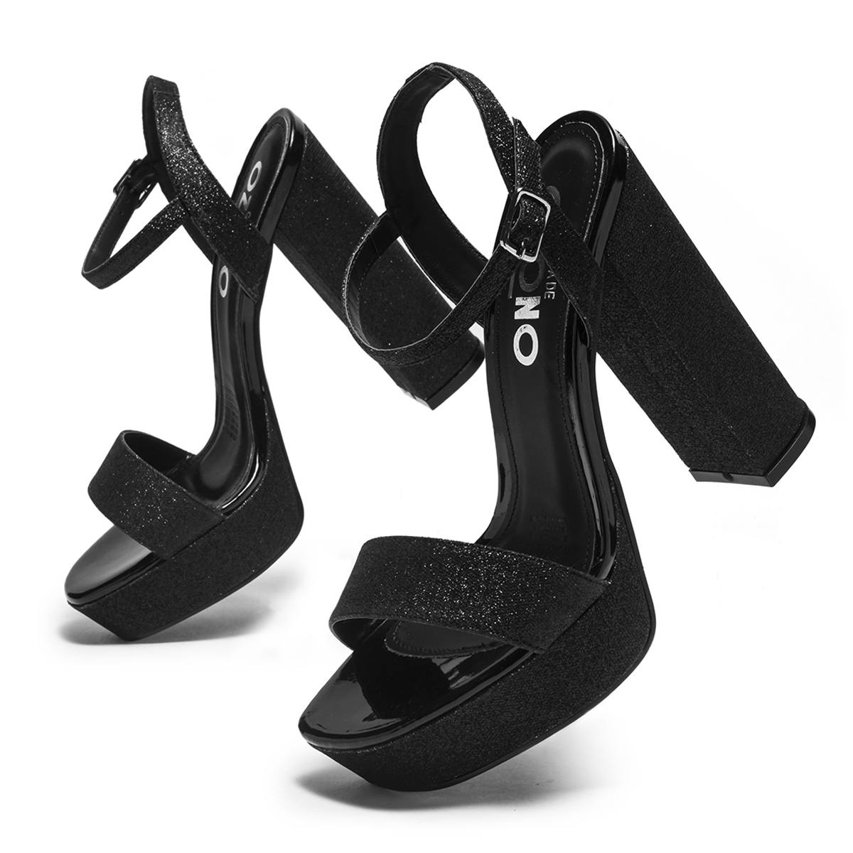 Sandalia De Mujer Con Tacón +7cm Negro Capa De Ozono 630401