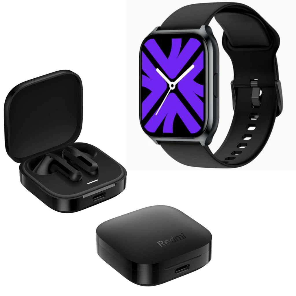 Combo de Audífonos Xiaomi Redmi buds 6 active Negro+ Smartwatch Reloj Inteligente Llamada 1.85'' Filwans Gts Mini Negro.