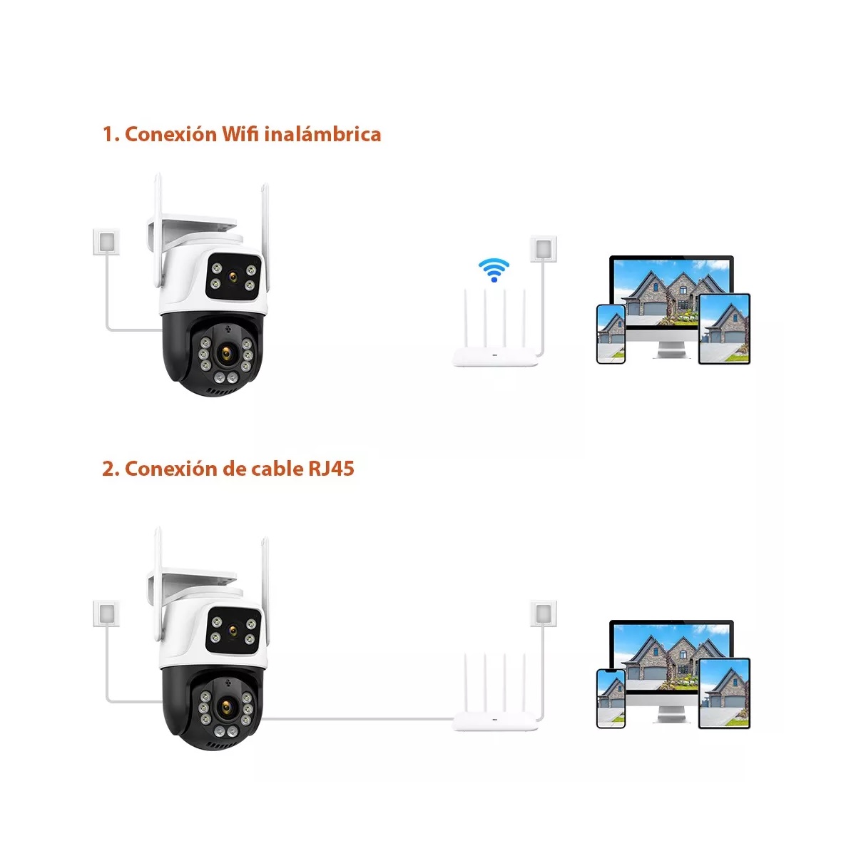 Cámara de Seguridad Inalámbrica 8MP Con Visión Nocturna Negro/Blanco