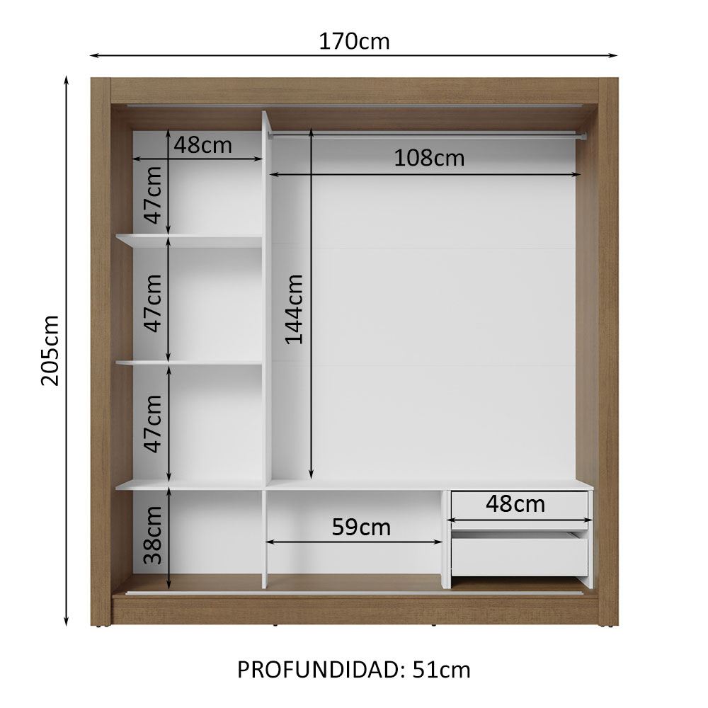 Ropero Closet Madesa 3 Puertas 2 Espejos MB 01