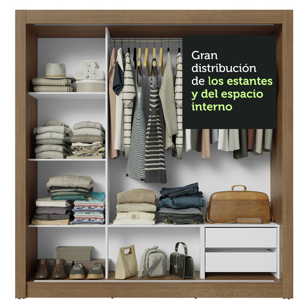 Ropero Closet Madesa 3 Puertas 2 Espejos MB 01