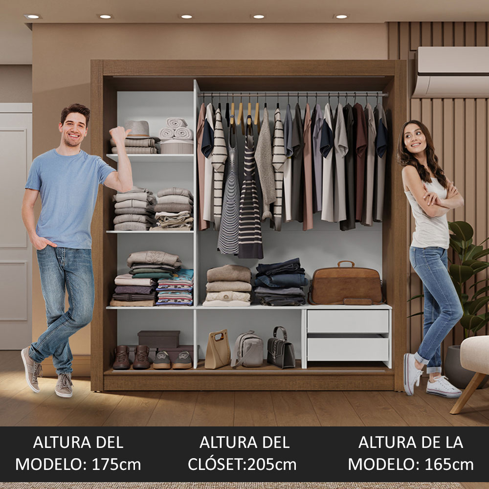 Ropero Closet Madesa 3 Puertas 2 Espejos MB 01