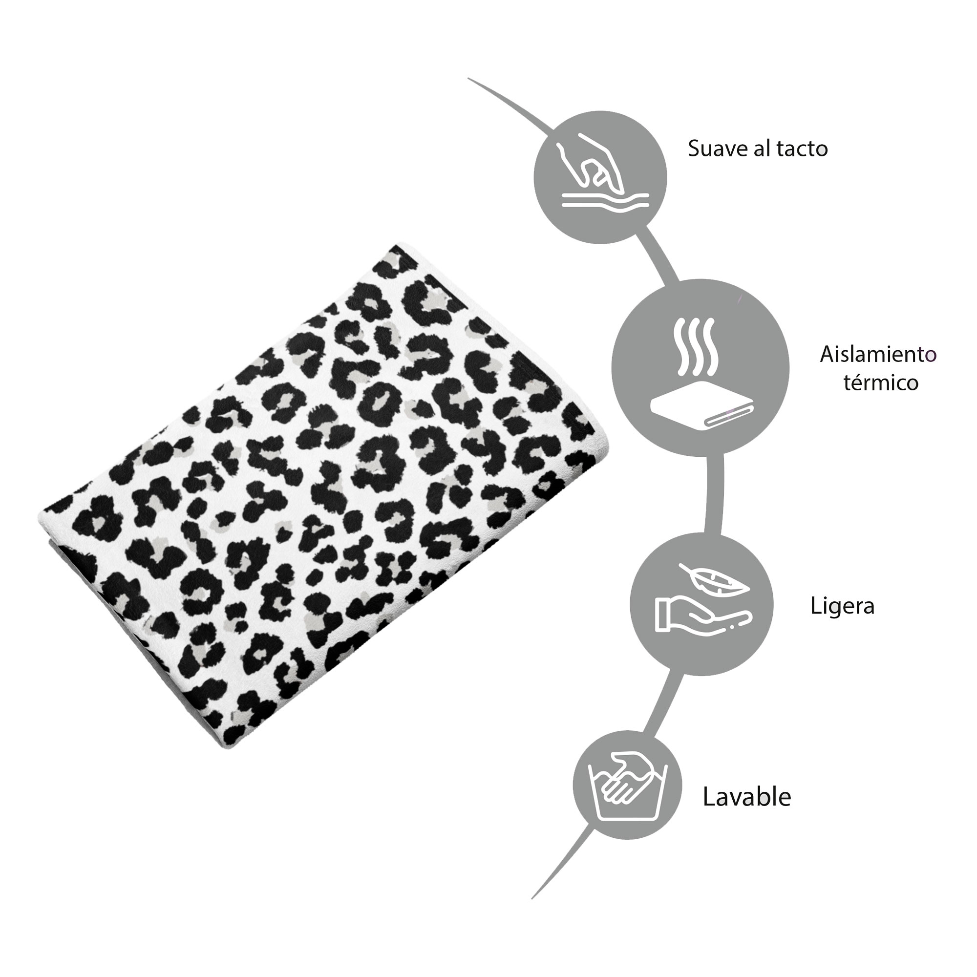 Cobija Manta Frazada Animal Print De Leopardo Blanco Suave Y Ligera De Alta Calidad.