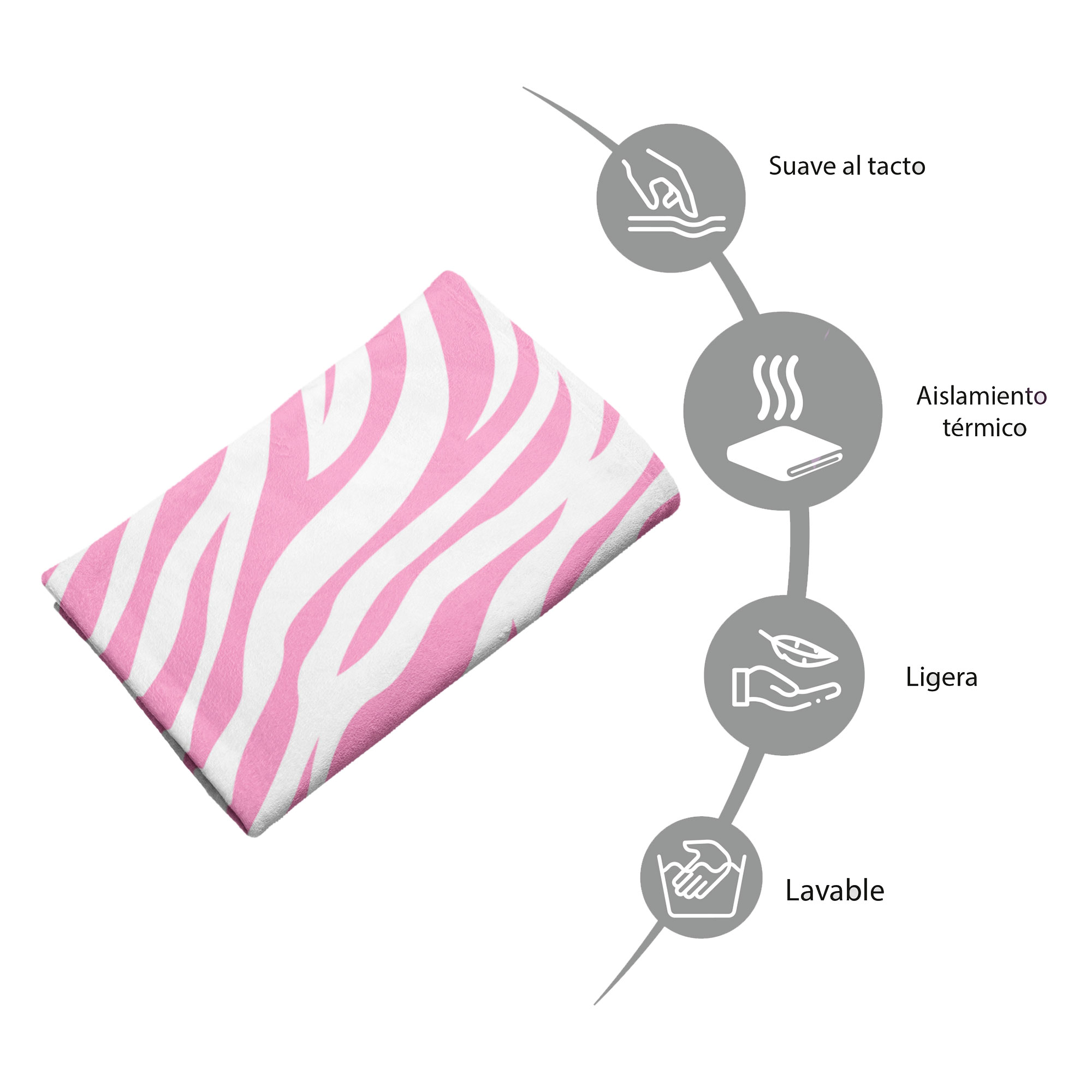 Cobija Manta Frazada De Diseño De Animal Print De Zebra Rosa Ligera Y Suave Alta Calidad.