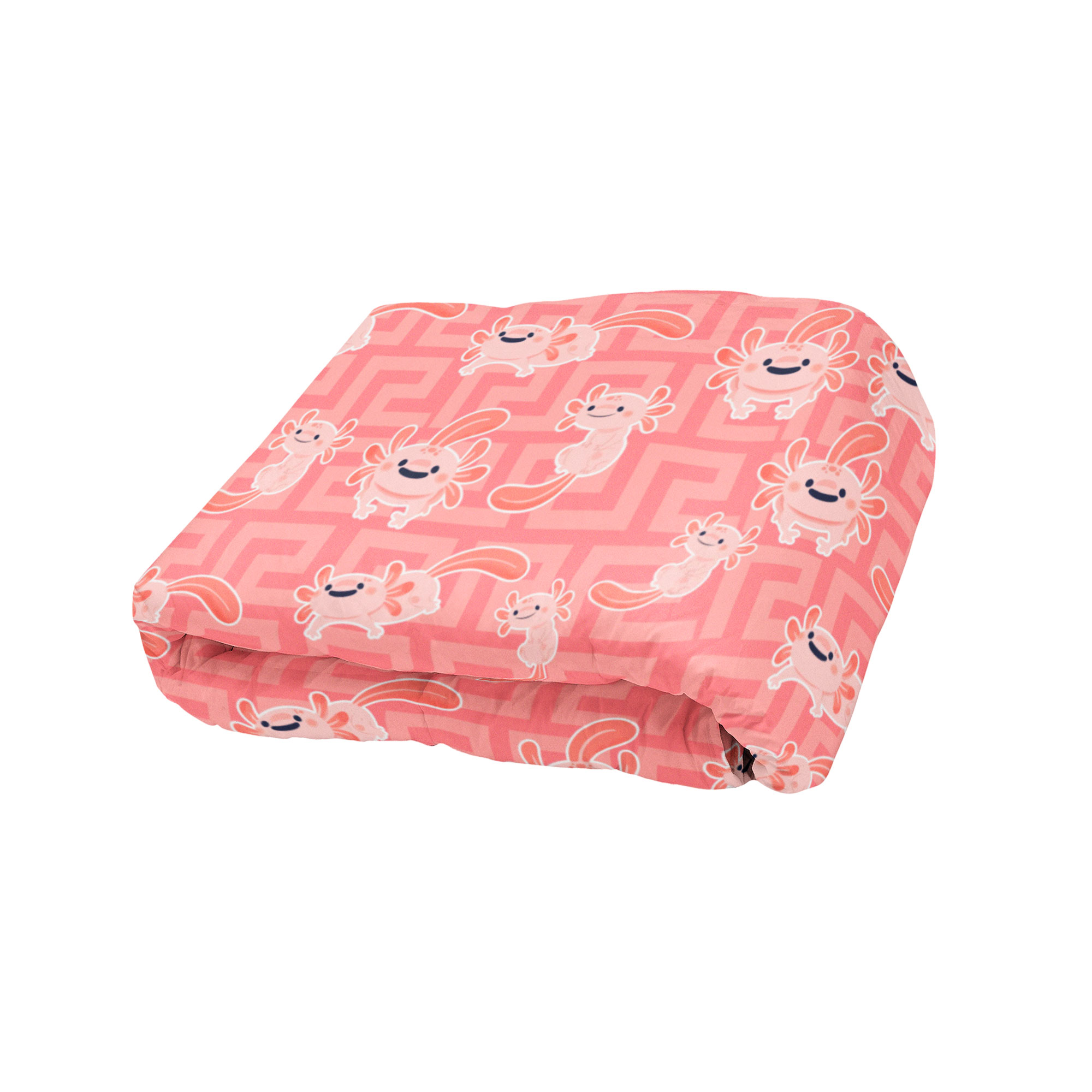 Cobija Manta Frazada Diseño De Patron Ajolote Rosa Suave y Ligera Alta Calidad.