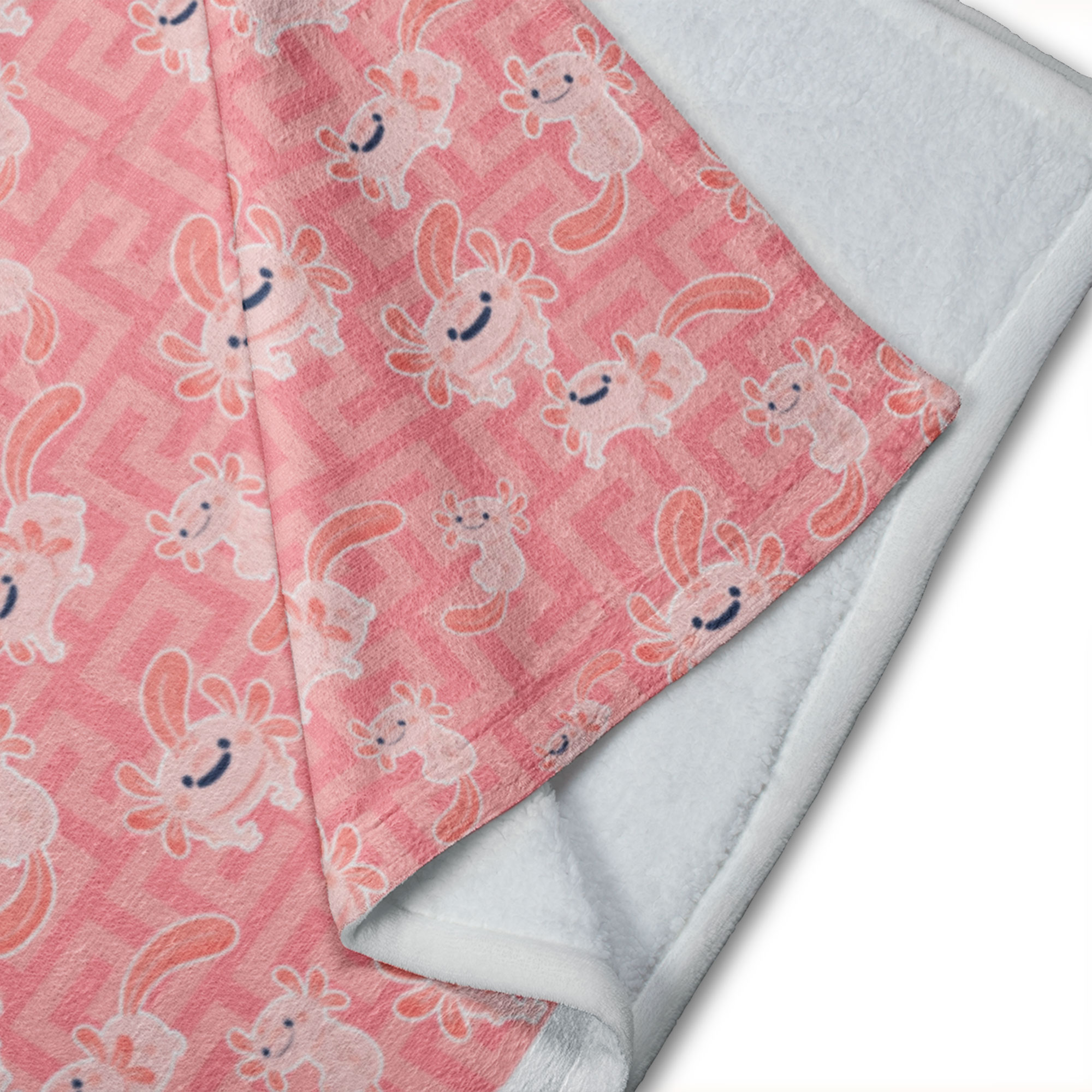 Cobija Manta Frazada Diseño De Patron Ajolote Rosa Suave y Ligera Alta Calidad.