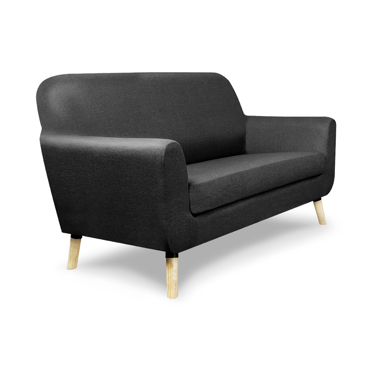 Sofá de 2 plazas con Tapizado Gris Oscuro. Estructura de Madera Sólida