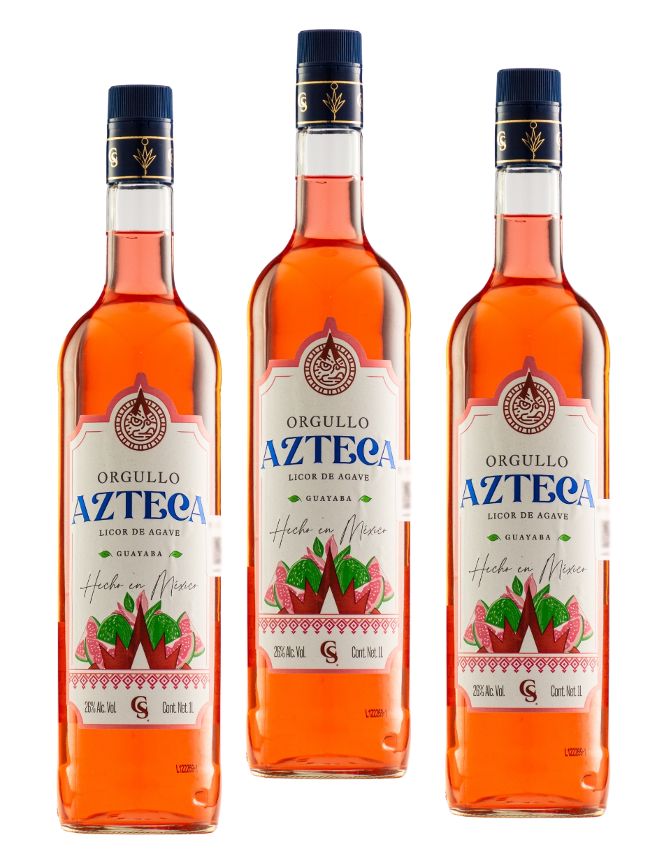 Tripack Licor De Agave Orgullo Azteca Guayaba 1000 Ml