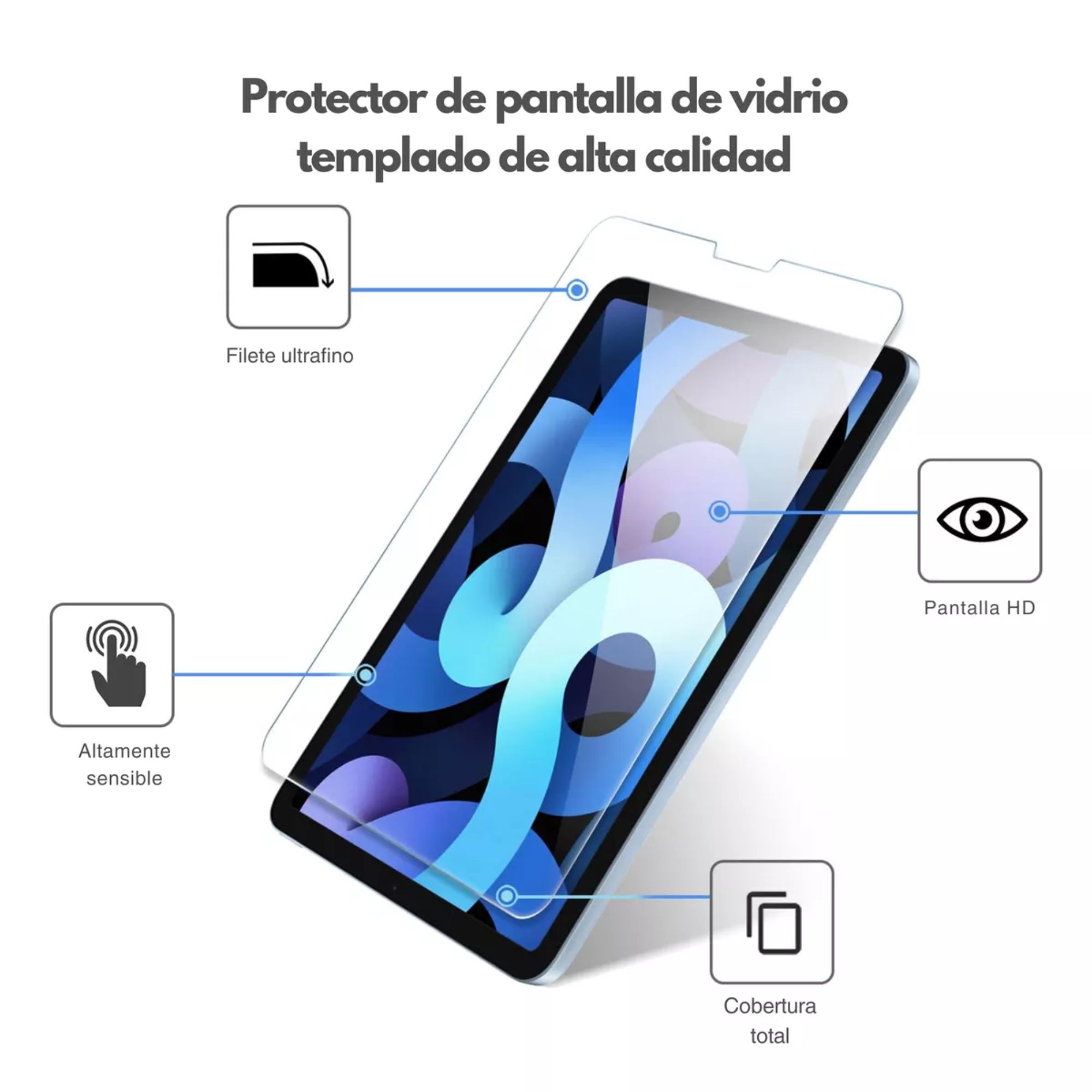 Protector de Pantalla para iPad con Doble Capa de Seguridad y Dureza 9H Alta Transparencia y Original Para iPad Pro 12.9